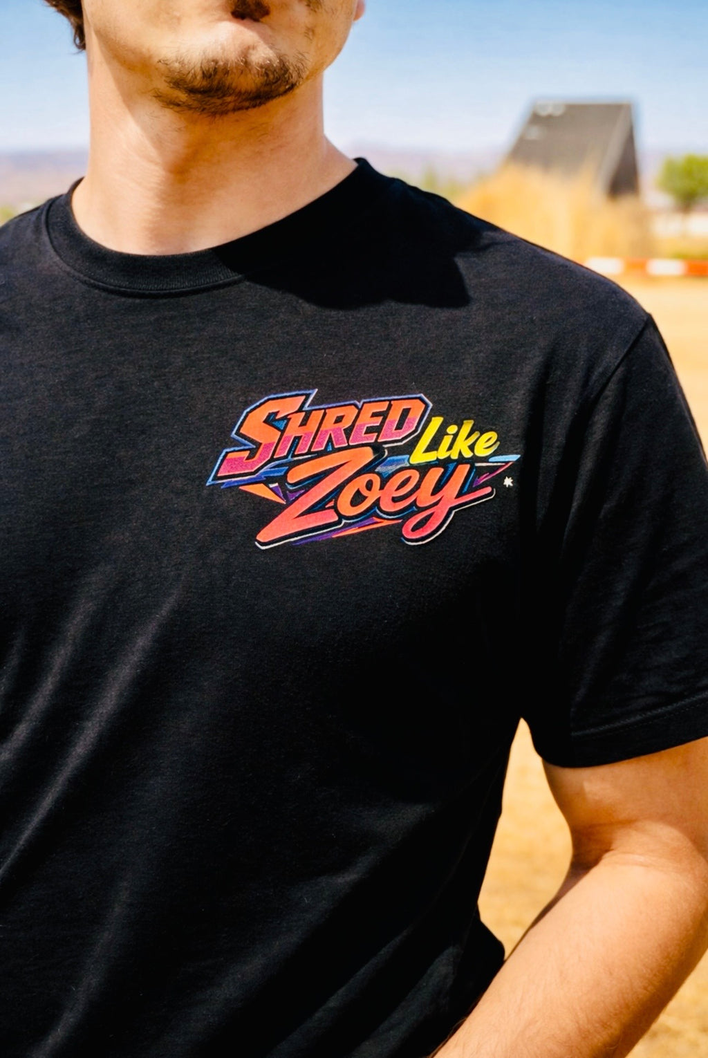 Shred Like Zoey - 80's Sunset Moto Tee