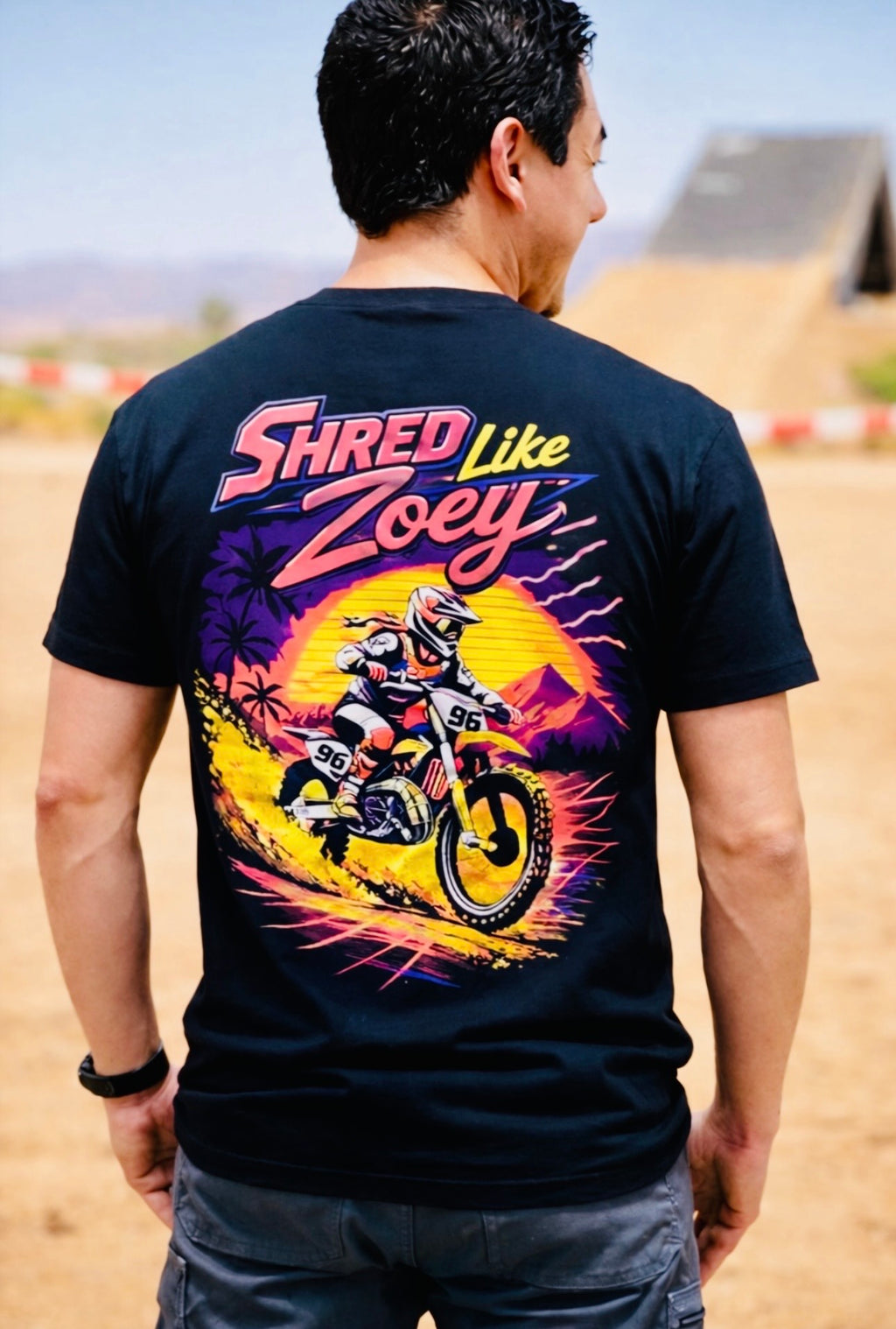 Shred Like Zoey - 80's Sunset Moto Tee
