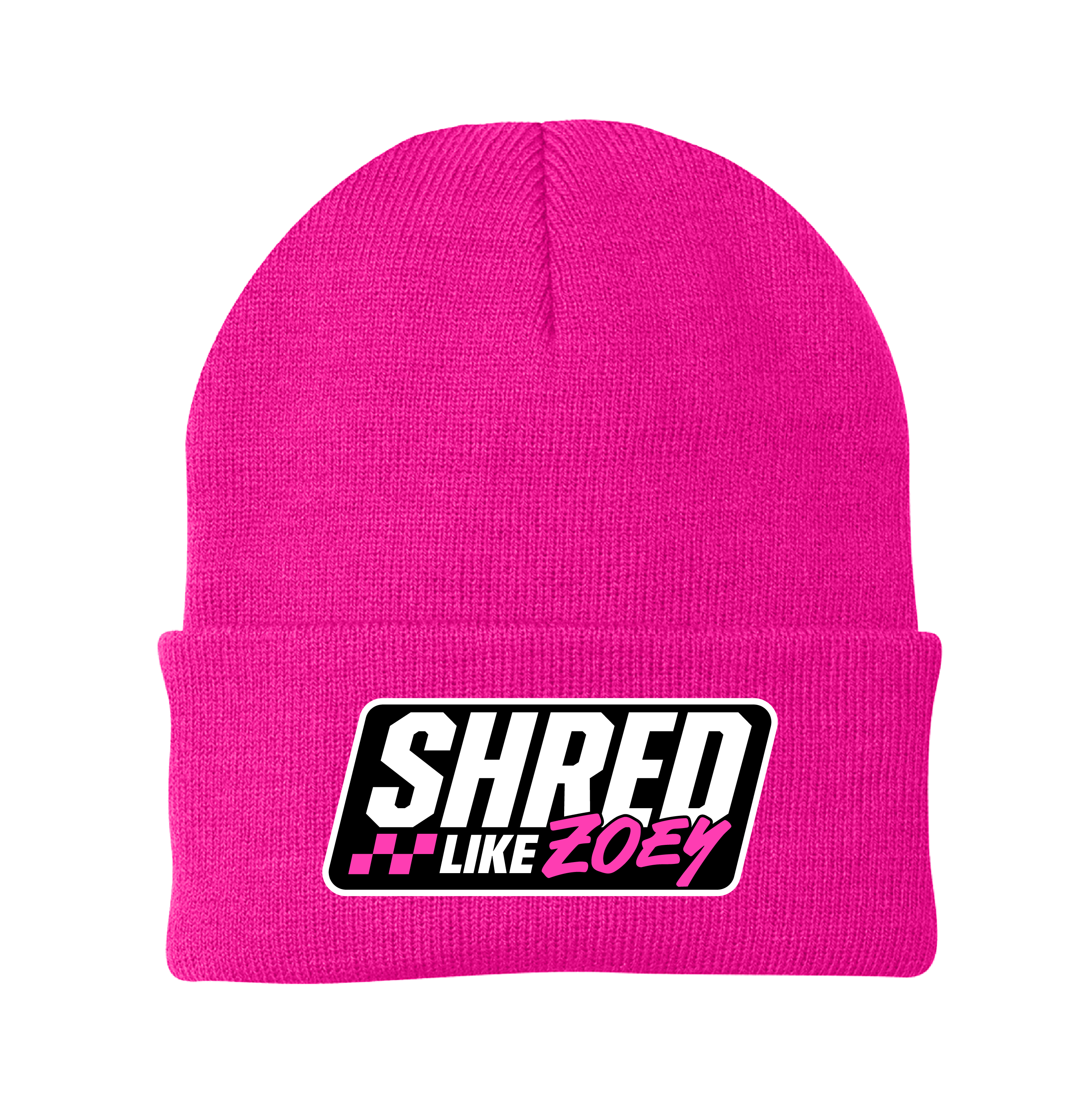 Patch Beanie - Black/Pink