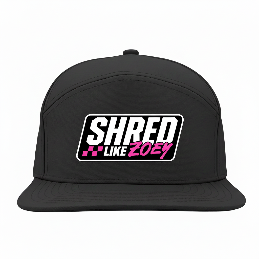 Hydro 6-Panel Snapback - All Black with White Border Logo