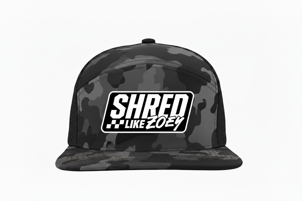 Shred Like Zoey Black Camo Hat - All White Logo