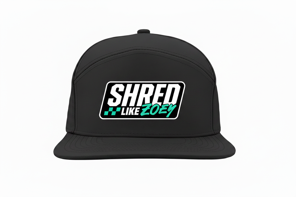 Shred Like Zoey Black Hat - Teal Logo