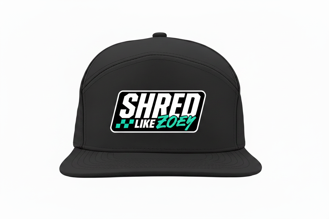 Shred Like Zoey Black Hat - Teal Logo