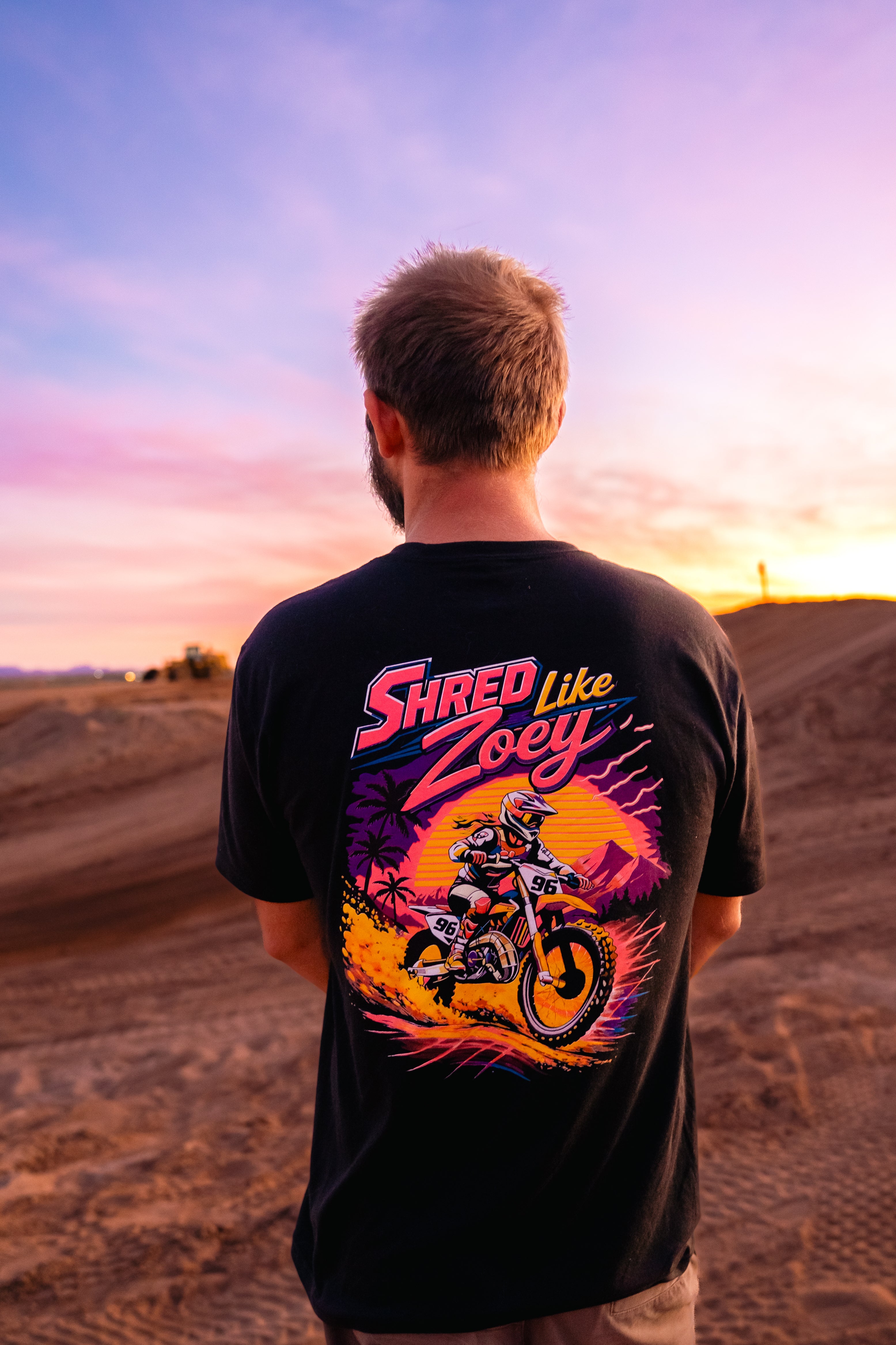 Shred Like Zoey - 80's Sunset Moto Tee
