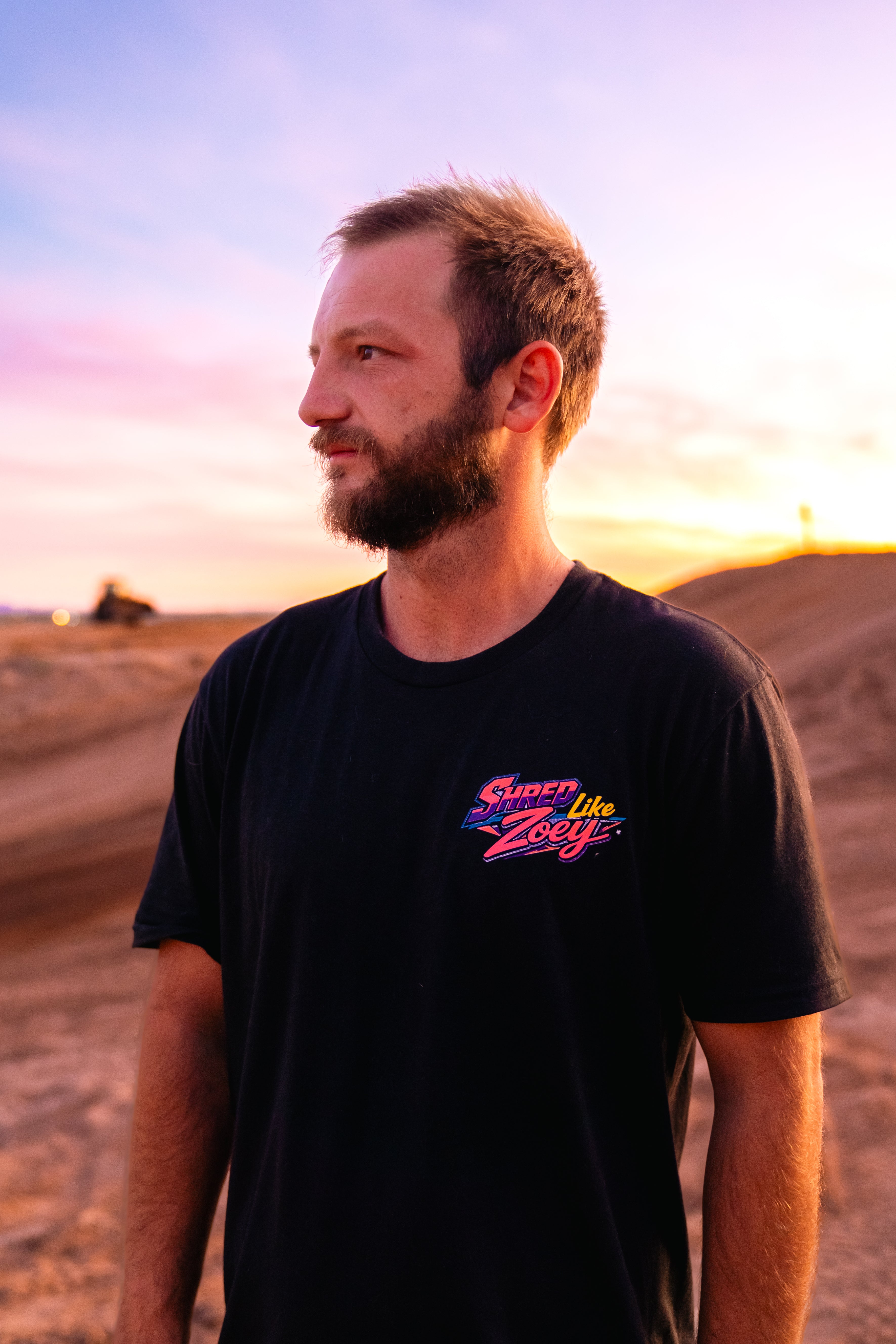 Shred Like Zoey - 80's Sunset Moto Tee