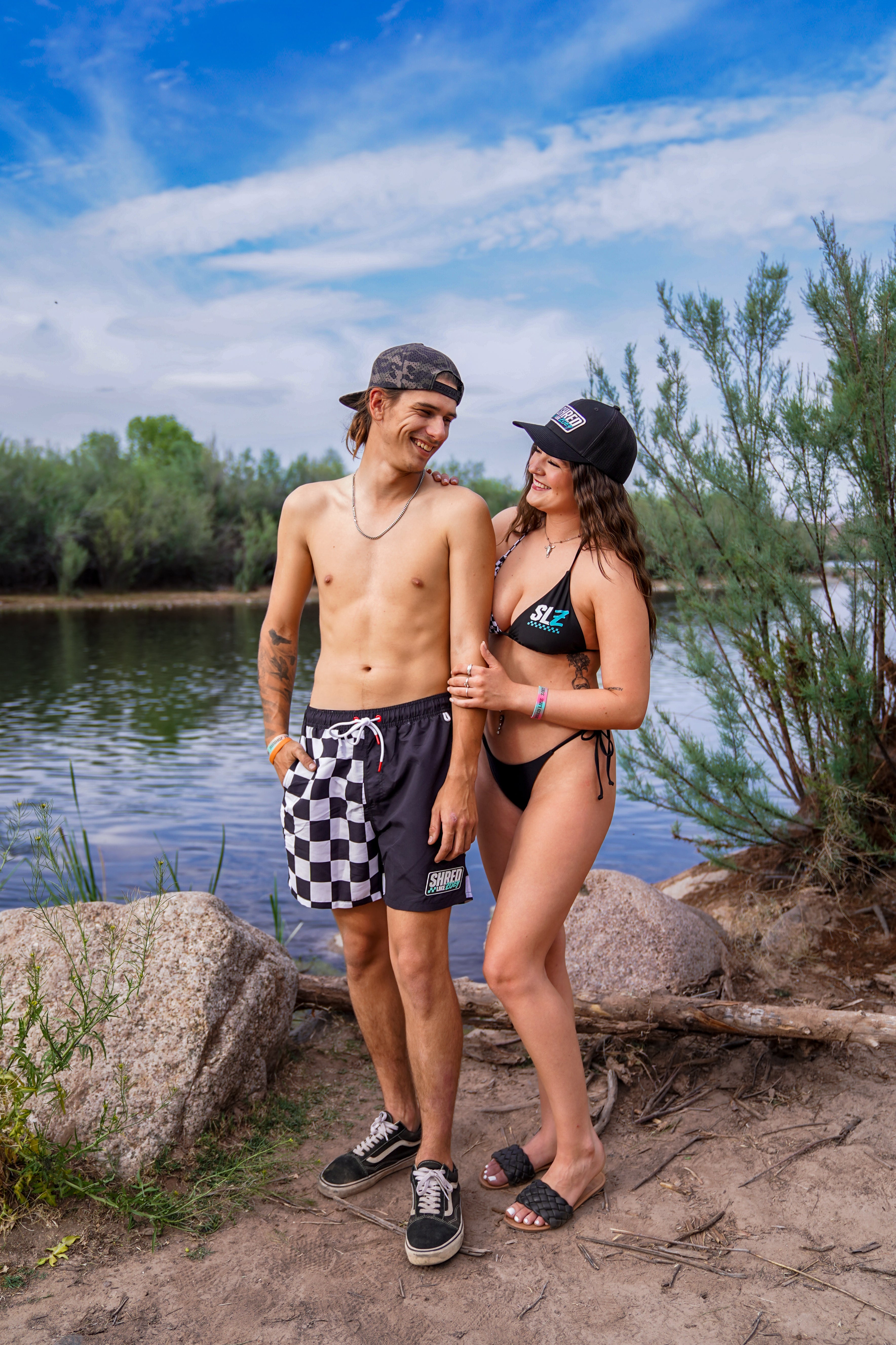 SLZ Checkerboard Bikini with Tie String Bottom